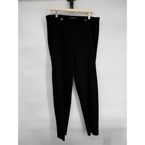 NYC Collection Black Button Detail Pull On Flat Front Dress Pants Women's Sz 16W